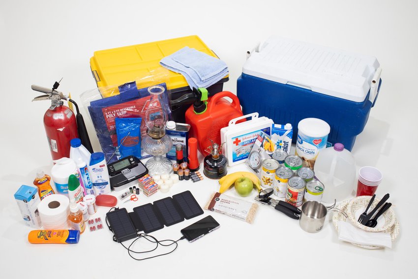 Hurricane preparedness kit and contents.